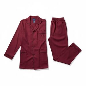 New VTG 70s80s TownCraft Mens XL Burgundy Pajama Set Coat Front Cozy Classic NOS